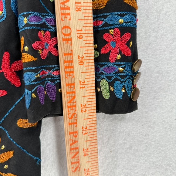 VTG Sandy Starkman Embroidered Blazer Womens Medium Floral‎ Sequin Artsy - Picture 7 of 9